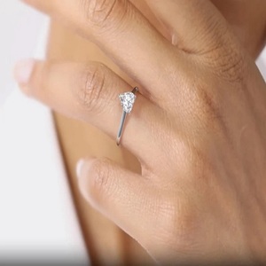 IGI coeur forme laboratoire cultivé diamant bijoux 10K solide or blanc laboratoire diamant bague de mariage F couleur VS1 clarté - Product Image 3