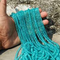 Lot de 4 à 5mm de perles d'espacement en forme de rondelle lisse d'apatite de ciel naturel pour la fabrication de bijoux en Inde