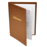 Porte-menu de luxe en cuir doré avec logo personnalisé, format A4, pour restaurants haut de gamme