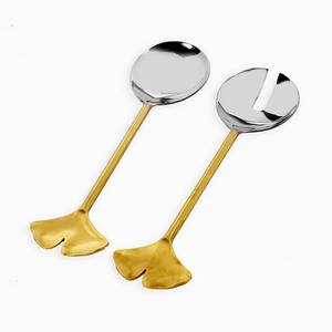 Ensemble de fourchettes de luxe en argent personnalisé du Portugal avec un design de brindilles dorées et une poignée à extrémité fleurie - Product Image 4