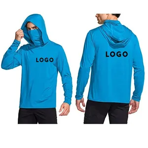 Men's <b>Neon</b> Yellow UPF 50 Long Sleeve Hoodie Pullover Sun Protection Shirt Anti-Chafing Curved Hem Fishing Wear - Product Image 4