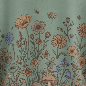 Sweat à capuche unisexe en coton 100% avec motif de champignons et de fleurs sauvages, style Cottagecore, vert sauge, coupe régulière, streetwear, polaire d'hiver - Product Image 4