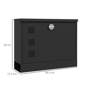 HOMCOM-Buzón metálico con 2 llaves de seguridad, 3 ventanas y orificio de drenaje, 36,5x11. 5x29 cm, negro - Product Image 3