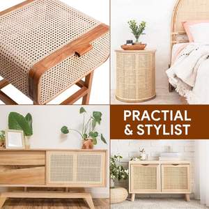 Rouleaux de tressage en rotin moderne de haute qualité, faits à la main, couleur naturelle personnalisable, style hexagonal ouvert, largeur de 16 pouces, artisanat en osier - Product Image 2