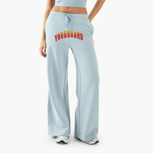 Pantalons de survêtement pour femmes 100% coton Vêtements décontractés d'hiver Confortables Pantalons de survêtement pour femmes avec logo brodé - Product Image 4