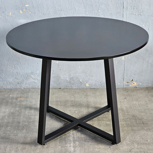 BA68194 Round <b>Dining</b> <b>Table</b> 100/120cm <b>Rustic</b> <b>Wooden</b> Design with Iron Legs for Home Office Use - Product Image 2