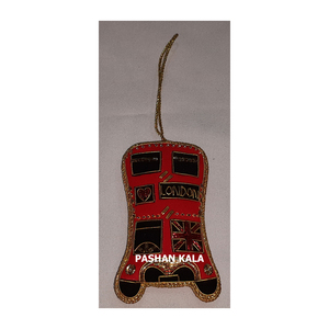 Material de tela Zari bordado árbol de Navidad adorno colgante forma personalizada con trabajo de cuentas decoración de fiesta de cumpleaños usada - Product Image 1