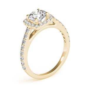 Round Cut Moissanite Halo with Accents Sterling Silver Engagement <b>Ring</b> for Women in Prong Setting - Product Image 3