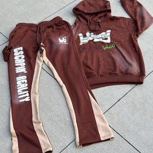 Conjuntos Deportivos Personalizados de Alta Calidad, Sudaderas con Capucha Unisex de Tela Gruesa con Diseño de Araña, Pantalones Deportivos Anchos, Conjuntos Deportivos con Apliques Bordados para Hombre - Product Image 5