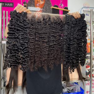 ผมคนดิบที่ยังไม่ผ่านกระบวนการ22นิ้วมัดผมชาวพม่าแบบพรีเมียมผมลอนจากซัพพลายเออร์เวียดนาม - Product Image 5