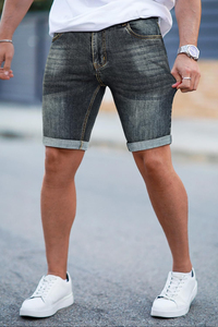 Short en jean d'été décontracté pour hommes avec style vintage coupe ample poches multiples bouton décoration délavé Streetwear à la mode - Product Image 4