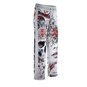 Pantalon droit en toile légère imprimée numériquement, style streetwear pour homme, très demandé, éco-responsable, avec cordon de serrage sur le côté - Product Image 5