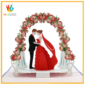 การ์ดอวยพรป๊อปอัพสำหรับงานแต่งงาน3D แบบป็อปอัพบัตรเชิญที่กำหนดเองสำหรับบุคคลในปริมาณจาก100ชิ้นและร้านขายของที่ระลึก - Product Image 3