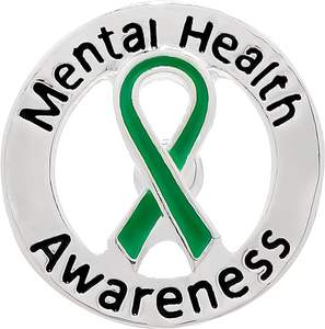 Màu xanh lá cây Ribbon nhận thức Pin cho Bại Não Bệnh tăng nhãn áp sức khỏe Tâm thần Trâm Pin rối loạn lưỡng cực ung thư Ribbon men Pin huy hiệu - Product Image 1