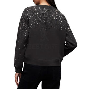 Sweat-shirt avec strass avec nouveau Design pour Streetwear élégant respirant femmes Sweat-shirt avec strass Logo de conception personnalisé - Product Image 4