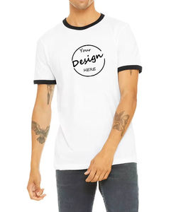 Custom Ringer TShirt Wholesale High Quality TShirt Gitter Print <b>Ringspun</b> Cotton Contrast Color Collar and Cuff TShirts Men - Product Image 3