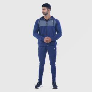 Sporty Navy Forbearance Zipper Hoodie with Hooded Collar for Autumn Season - Product Image 3