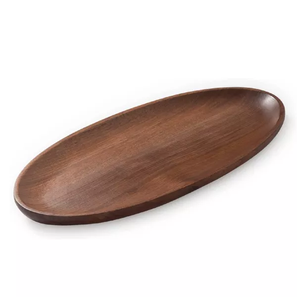 Plateau à couverts de forme ronde en bois naturel fini appareil de cuisine plateau décoratif pour aliments Fast Food thé café plateau/support en bois - Product Image 5