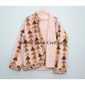 Chaqueta de Algodón 100% Ecológica, Acolchada, con Cierre de Botones, Bordado Suzani de Terciopelo, para Otoño e Invierno, Precio al por Mayor, Mangas Largas - Product Image 6