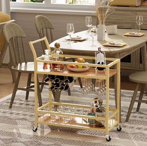 Carrito profesional para servir vino, carrito para el hogar, catering, hotel y restaurante de cocina, soporte para copas y vino - Product Image 3