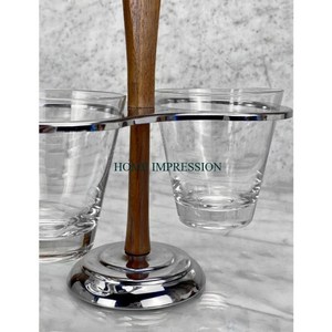 Stylish Brown Kitchen <b>Rack</b> Unit <b>Wooden</b> Glass Stand with Metal Shelving for Cutlery Tissue and <b>Spice</b> Functional Table Supplies - Product Image 6