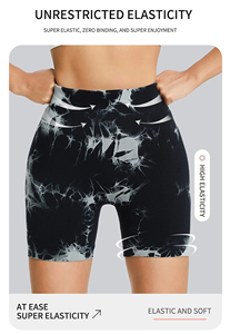 Shorts de yoga taille haute pour femmes, push-up, tie-dye, tricot, slim, respirant, séchage rapide, entraînement en salle de sport, course à pied, shorts trois points pour femmes - Product Image 3