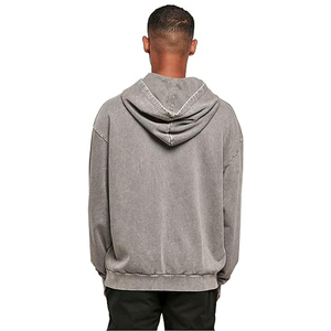 2024 nuevo estilo OEM ácido lavado 100% algodón Sudadera con capucha para hombres Casual otoño personalizable tirar patrón sólido técnicas teñidas lisas - Product Image 2