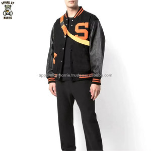 Vestes universitaires en feutre de laine premium confortables pour hommes, brodées, avec bordures contrastées, pour une collection de vêtements décontractés modernes - Product Image 5