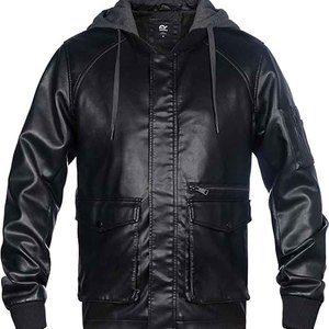 Autumn Winter Men's <b>Vintage</b> Faux Leather <b>Jacket</b> High Quality XS Size Stand Collar Zipper Closure Black Canvas <b>Jacket</b> for Ladies - Product Image 5