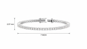 Bracelet tennis en or 14 carats et diamants naturels ronds taille brillant, 60 pièces, plaqué rhodium, pour femme - Product Image 2