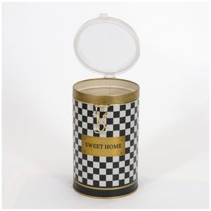 1.1L Checkerboard caja redonda de lata Ø 105x150mm con cierre de alambre y tapa transparente Categoría de producto Cestas de metal - Product Image 4