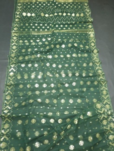 Exclusivo alta calidad caliente Deshi Dhakai Jamdani Sharee para mujeres JAMDANI tela azul rojo verde dorado cielo azul de Bangladesh - Product Image 4