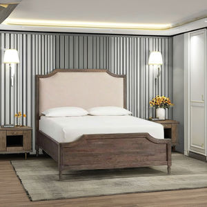 Tête de lit pleine grandeur TPT IN.25.007 au design antique européen, ensemble de chambre personnalisable en tissu et bois pour appartement ou hôtel 5+ chambres - Product Image 1