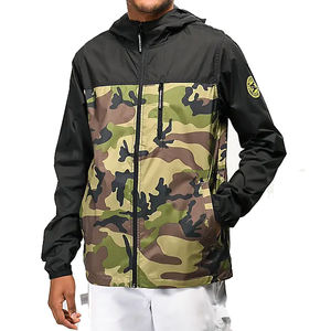 Vestes coupe-vent légères imprimées camouflage couleur bloquée pour hommes - Product Image 1