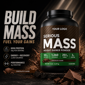 Poudre de prise de masse <span class=keywords><strong>Serious</strong></span> <span class=keywords><strong>Mass</strong></span> 5LB 2,27 kg Supplément protéiné hypercalorique 50g de protéines 251g de glucides 3g de créatine Saveur chocolat - Product Image 3