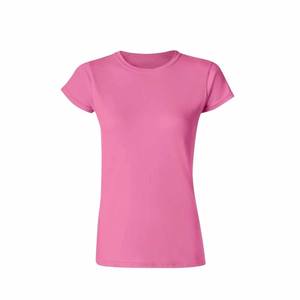 Elegante color rosa de gran tamaño cuello redondo de manga corta al por mayor precio barato diseño personalizado nuevas camisetas para mujeres de Bangladesh - Product Image 2