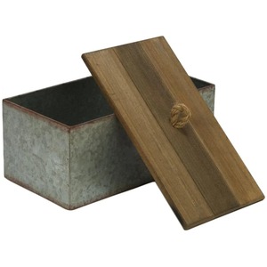 Boîte de rangement en métal galvanisé avec couvercle en bois Technique d'injection de forme rectangulaire pour le stockage de bidons décoratifs de cuisine - Product Image 2