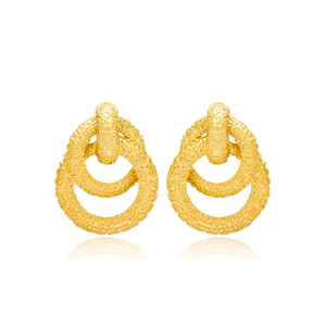 Boucles d'oreilles à breloques rondes entrelacées, boucles d'oreilles texturées, bijoux turcs en argent Sterling 925 - Product Image 1