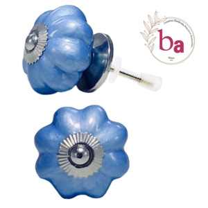 Boutons de melon en céramique bleu ciel néon pour commode de cuisine chambre entrepôt extérieur salon Villa-pour porte de tiroir d'armoire - Product Image 1