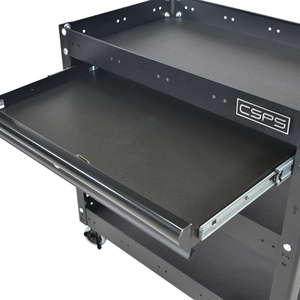 Armoire à outils roulante chariot à 3 niveaux outil à main boîtier d'équipement robuste Style OEM métal noir pour le stockage d'outils de mécanicien industriel - Product Image 4