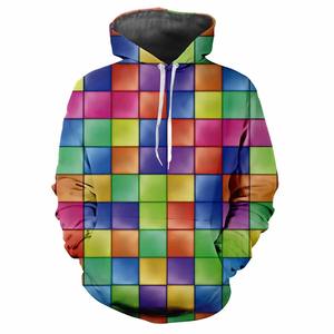 Sweat à capuche décontracté à manches longues pour hommes à la mode imprimé avec des motifs à carreaux populaires haut d'été numérique avec tissu épais - Product Image 4