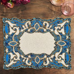 Luxury Satin Round <b>Placemat</b> for Dining/Restaurant/Kitchen <b>Beaded</b> Wedding Christmas Mat Home Decor - Product Image 5