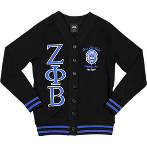 Top bán ấm sorority Zeta phi Beta các bản vá lỗi thư giản dị Tước welted Túi 100% Acrylic thần thánh chín cardigans - Product Image 3