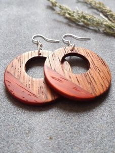 Atractiva joyería de fiesta Vintage África impresión flor madera pendiente Boho Geo africano Afro geométrico madera pendiente listo para enviar - Product Image 2