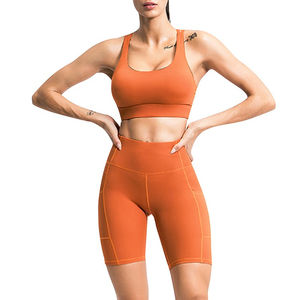 2022 Wholesale High Quality Impact Customized <b>Women</b> Activity Gym Wear Seta Sports Bra and Shorts Stretchy Short Yoga set high - Product Image 6