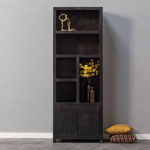 Mangohouten Evan 80 cm estilo tradicional Wandkast con 5 Vakken abiertos y 2 Deuren para sala de estar, taller o gimnasio - Product Image 1