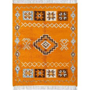 Alfombra de Lana Anudada a Mano Zuri, Patrón Geométrico Rojo y Naranja para Decoración de Sala de Estar, Alfombra de Yute de 9x12, Pae-425 - Product Image 1