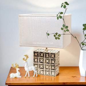 Artisan Crafted Mother of Pearl <b>Table</b> Lamp Decorative Shell Inlaid <b>Lighting</b> for Modern Home Interiors - Product Image 2