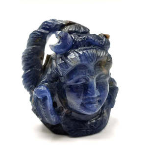 Miniature sculpture de tête de Shiva en saphir bleu - Lord Shivshankar en cristaux et pierres précieuses Reiki/Chakra/Thérapie - 1,3 pouce et - Product Image 2