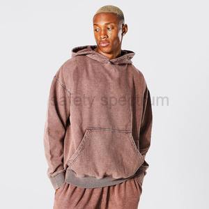 Sudaderas con Capucha para Hombre, Lavado Ácido, Color Sólido |   Sudadera con Capucha Extra Grande Estilo Urbano |   Algodón de lavado vintage de gran gramaje |   Logotipo Personalizado Impermeable - Product Image 3